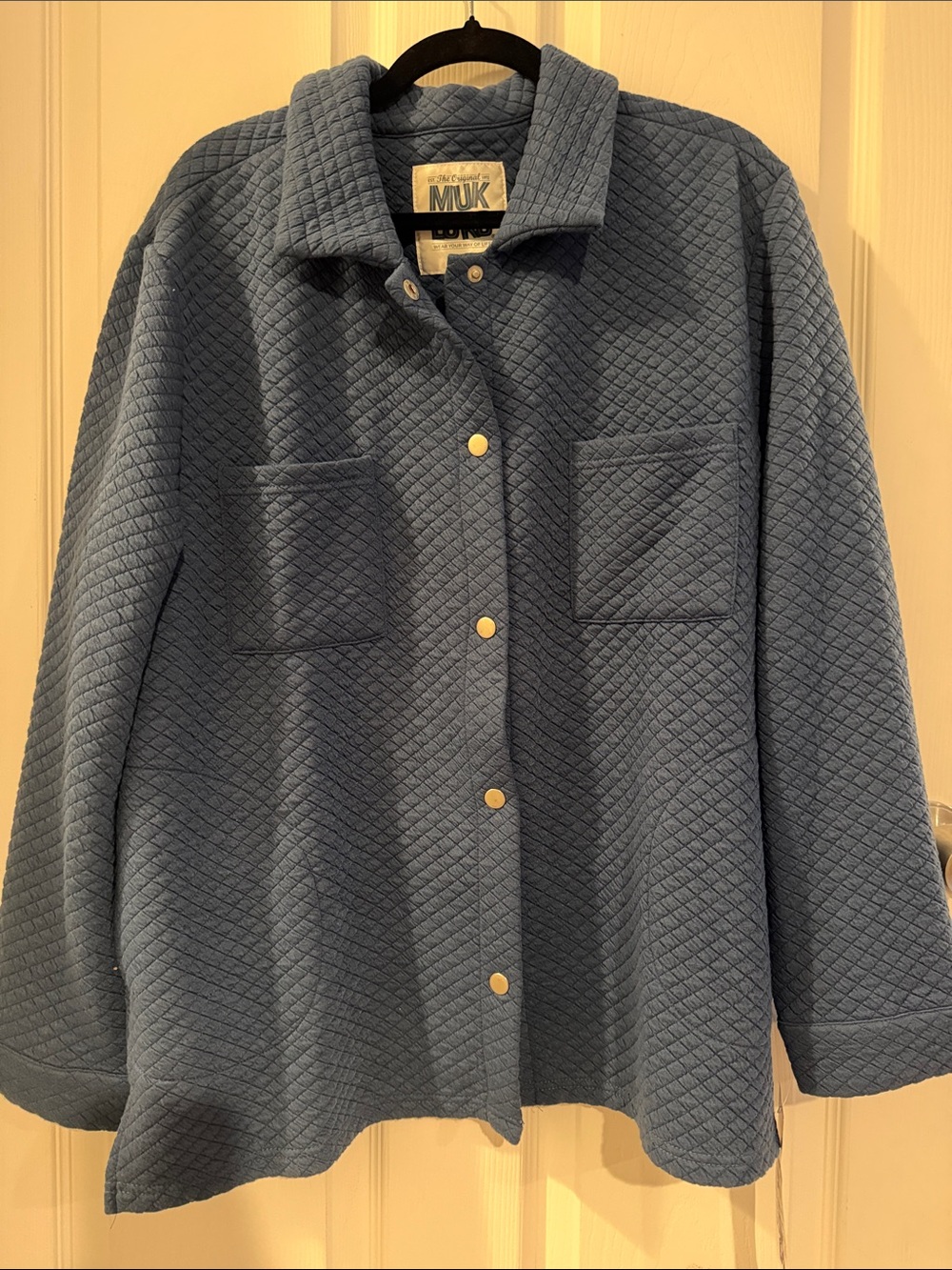 MUK LUKS Quilted Button-Front Shirt Jacket in Slate Blue